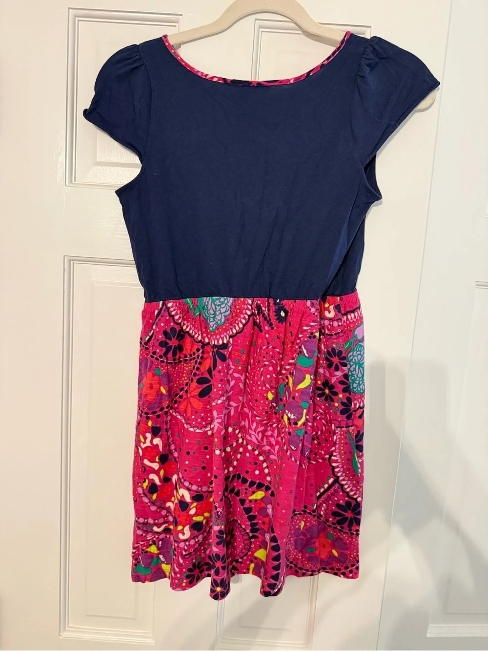Lilly Pulitzer Navy with Bright Pink Patterned Bottom Girls Dress